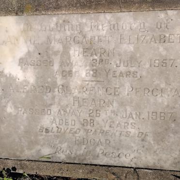 HEARN Alfred Clarence Percival -1967 & Annie Margaret Elizabeth -1957