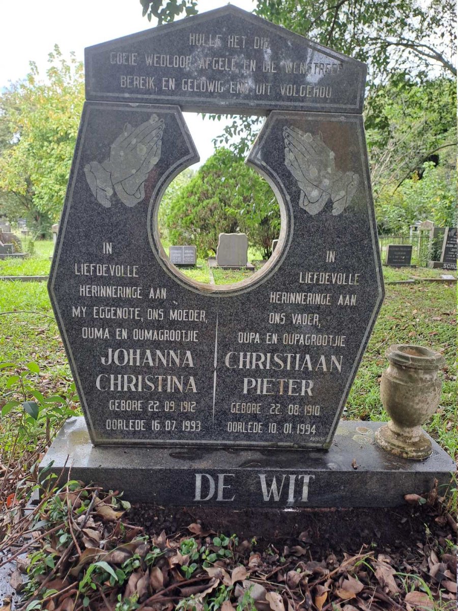 WIT Christiaan Pieter, de 1910-1994 & Johanna Christina 1912-1993
