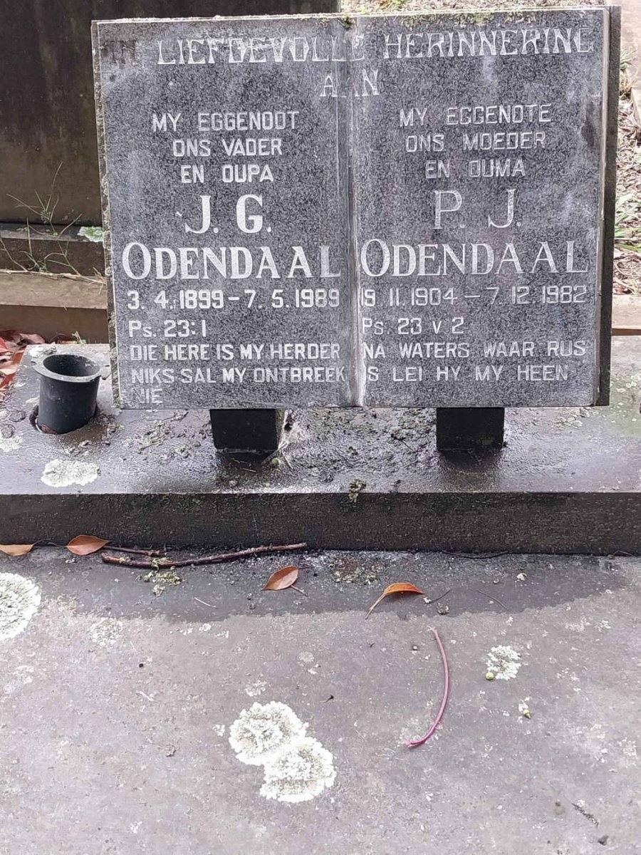 ODENDAAL J.G. 1899-1989 & P.J. 1904-1982