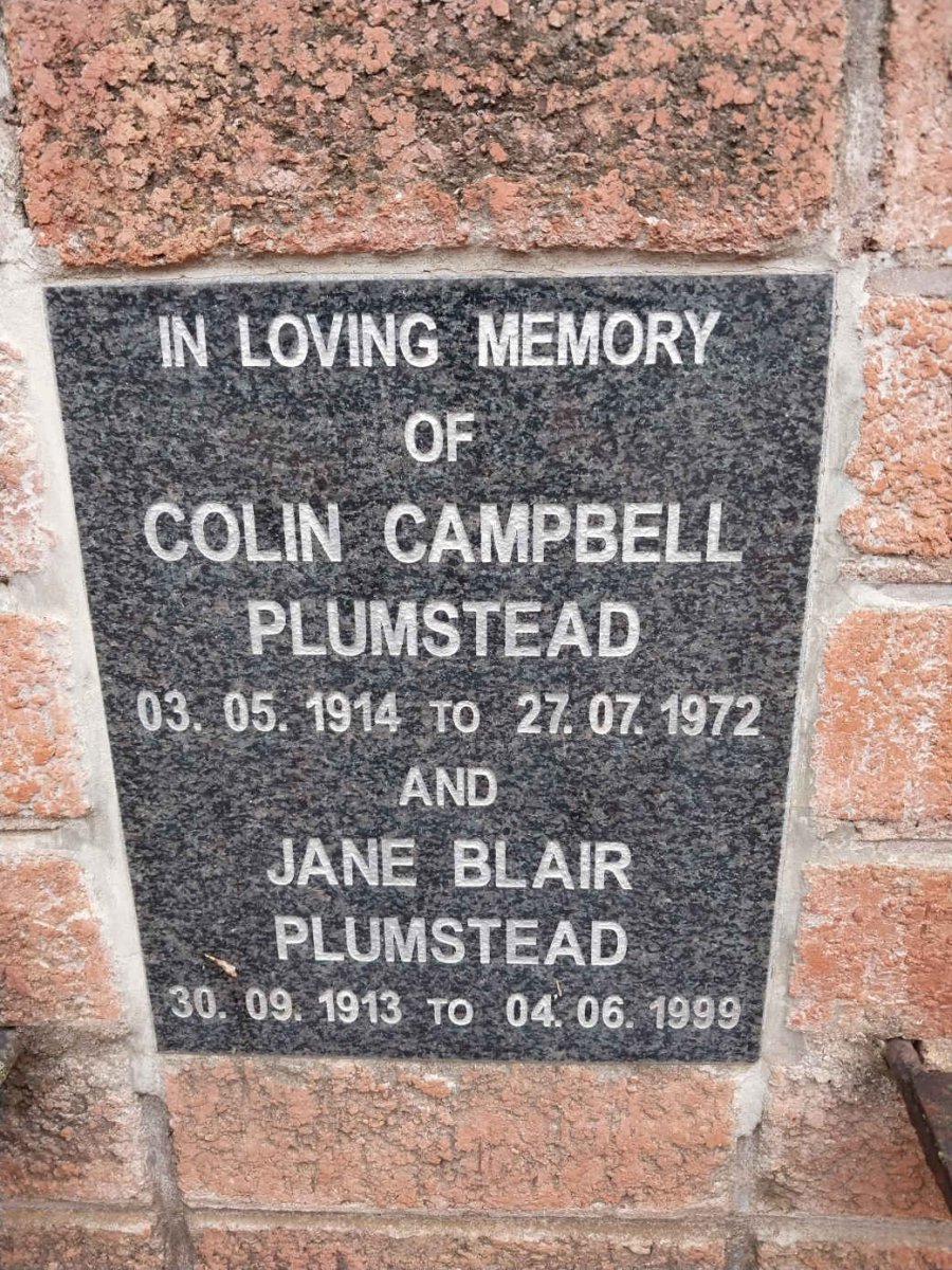 PLUMSTEAD Colin Campbell 1914-1972 & Jane Blair 1913-1999