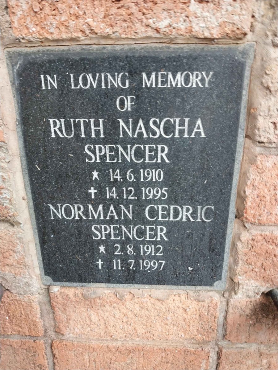 SPENCER Norman Cedric 1912-1997 & Ruth Nascha 1910-1995