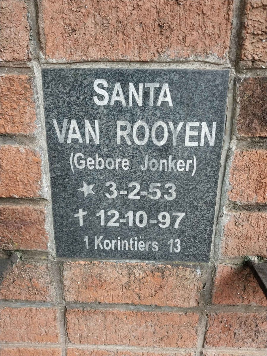 ROOYEN Santa, van nee JONKER 1953-1997