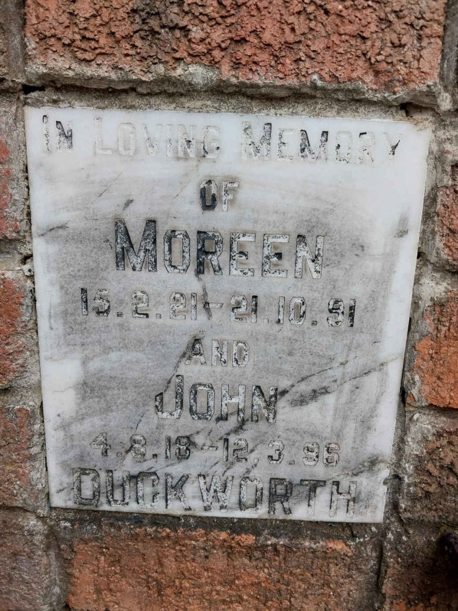 DUCKWORTH John 1918-1996 & Moreen 1921-1991