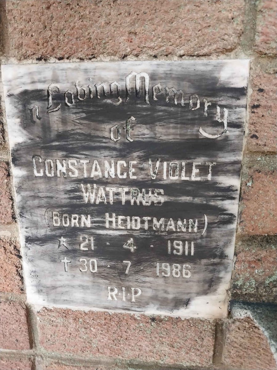 WATTRUS Constance Violet nee HEIDTMANN 1911-1986
