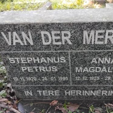 MERWE Stephanus Petrus, van der 1920-1995 & Anna Magdalena 1923-1998
