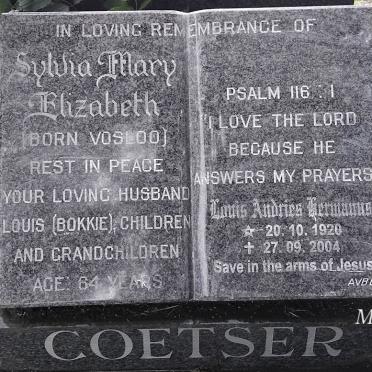 COETSER Louis Andries Hermanus 1920-2004 & Sylvia Mary Elizabeth VOSLOO 