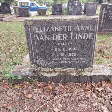 LINDE Elizabeth Anna, van der nee HALEY 1903-1989