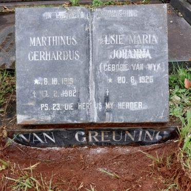 GREUNEN Marthinus Gerhardus, van 1919-1982 & Elsie Maria Johanna VAN WYK 1925-