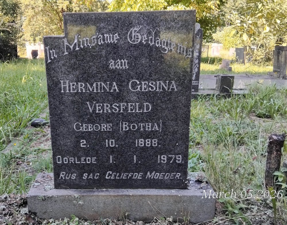 VERSFELD Hermina Gesina nee BOTHA 1888-1979
