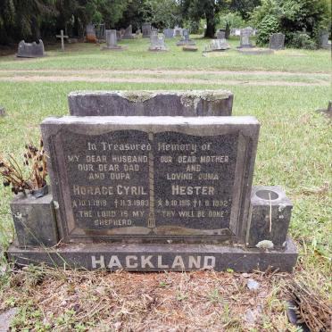 HACKLAND Horace Cyril 1919-1983 & Hester 1915-1992