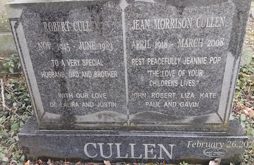 CULLEN Robert 1945-1983 :: CULLEN Jean Morrison 1918-2008