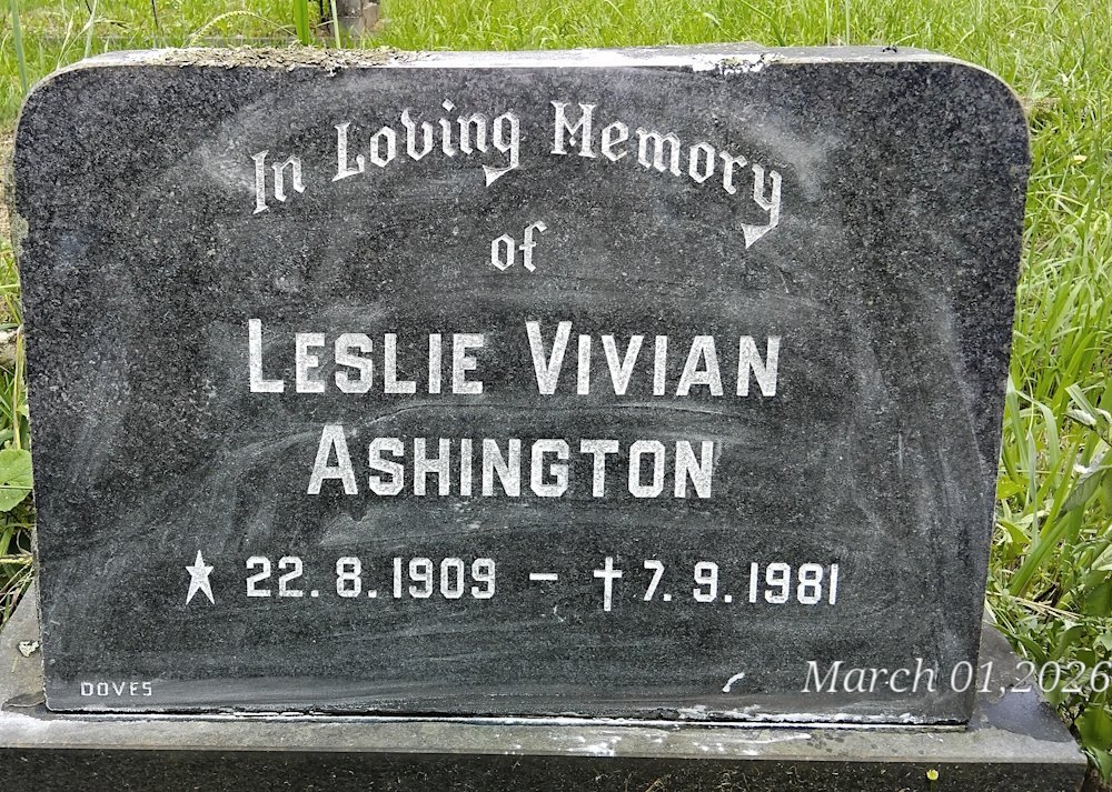 ASHINGTON Leslie Vivian 1909-1981