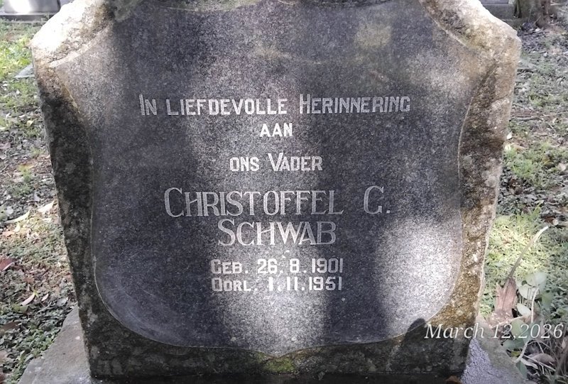 SCHWAB Christoffel C. -1901-1951