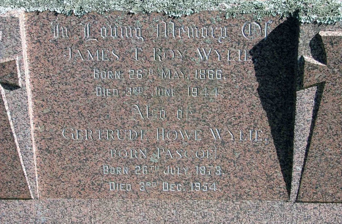 WYLIE James T. Roy 1866-1944 &amp; Gertrude Howe 1873-1954