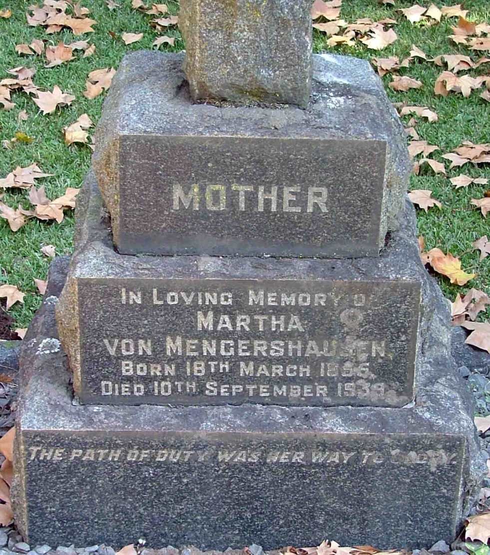 MENGERSHAUSEN Martha, von 1855-1939