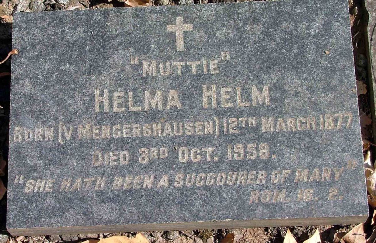 HELM Helma nee v. MENGERSHAUSEN 1877-1958