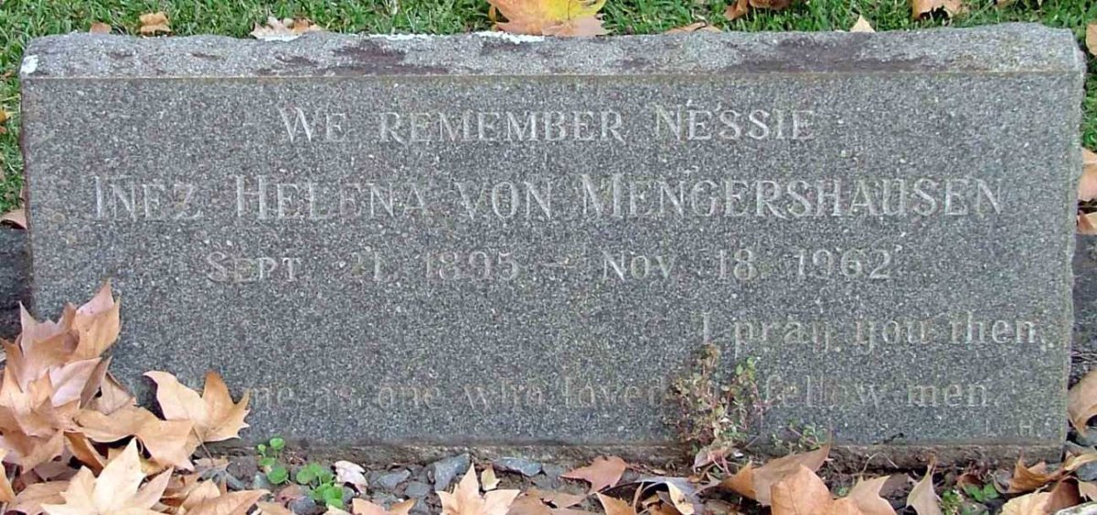 MENGERSHAUSER Inez Helena, von 1895-1962