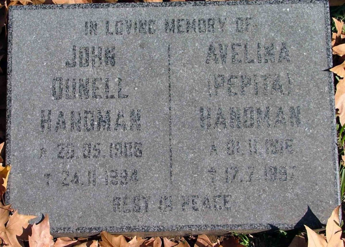 HANDMAN John Dunell 1906-1994  &amp; Avelina 1918-1997