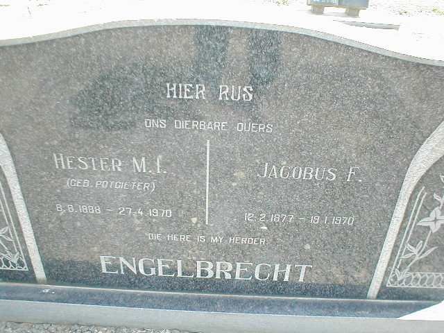 ENGELBRECHT Jacobus F. 1877-1970 &amp; Hester M.I. POTGIETER 1888-1970