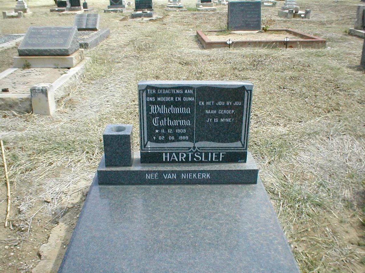 HARTSLIEF Wilhelmina Catharina geb. VAN NIEKERK 1909-1989
