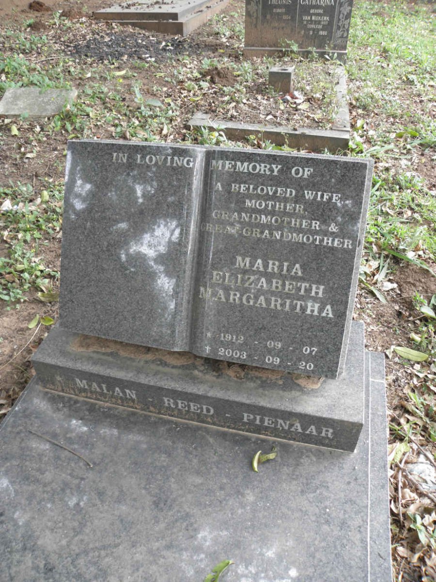 REED William David 1912-1979 &amp; Maria Elizabeth Margaretha MALAN previous PIENAAR 1912-2003