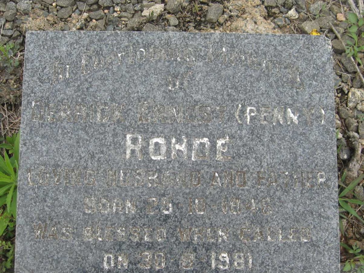ROHDE Derrick Ernest 1948-1981