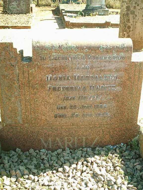 MARITZ Maria Magdalena Frederika nee MEYER 1868-1933