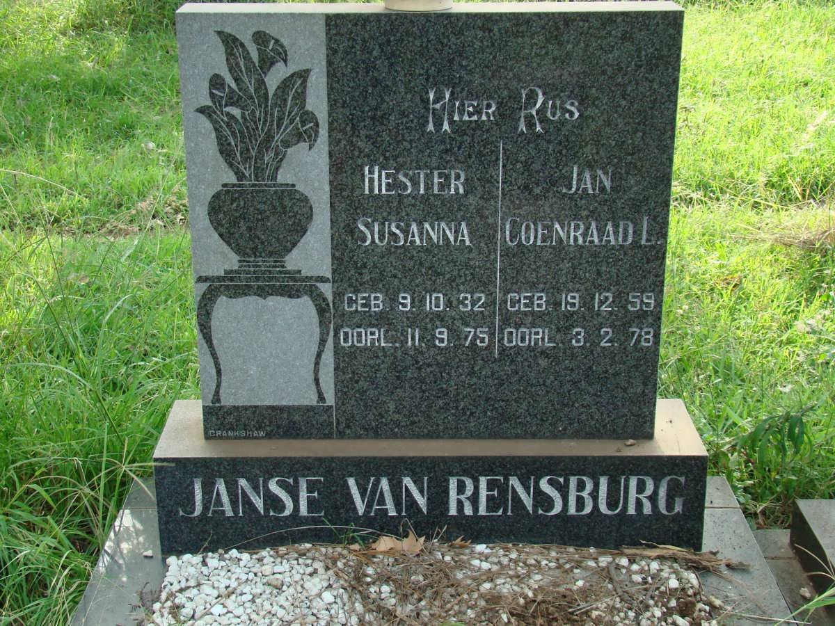 RENSBURG Jan Coenraad L., Janse van 1959-1978 &amp; Hester Susanna 1932-1975