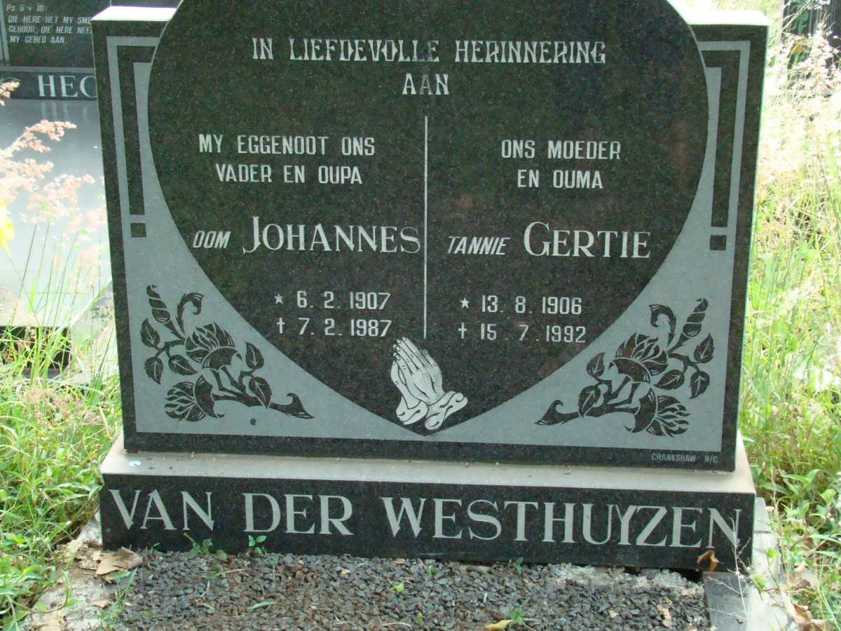 WESTHUYZEN Johannes, van der 1907-1987 &amp; Gertie 1906-1992