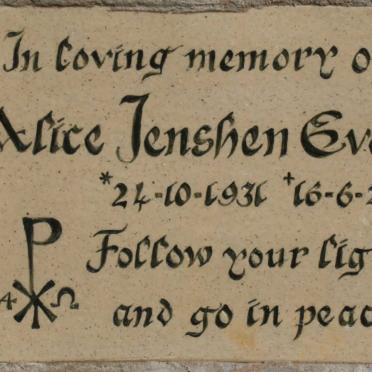 EVANS Alice Jenshen 1931-2011
