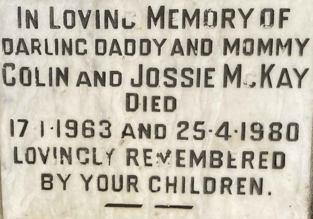 MCKAY Colin -1963 & Jossie -1980
