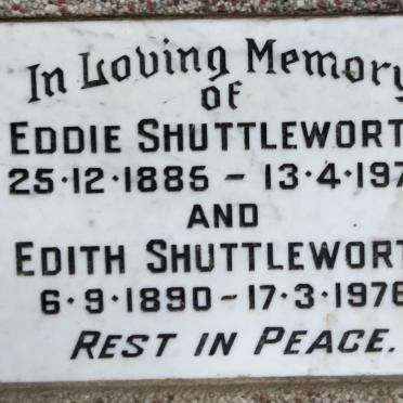 SHUTTLEWORTH Eddie 1885-1976 & Edith 1890-1976