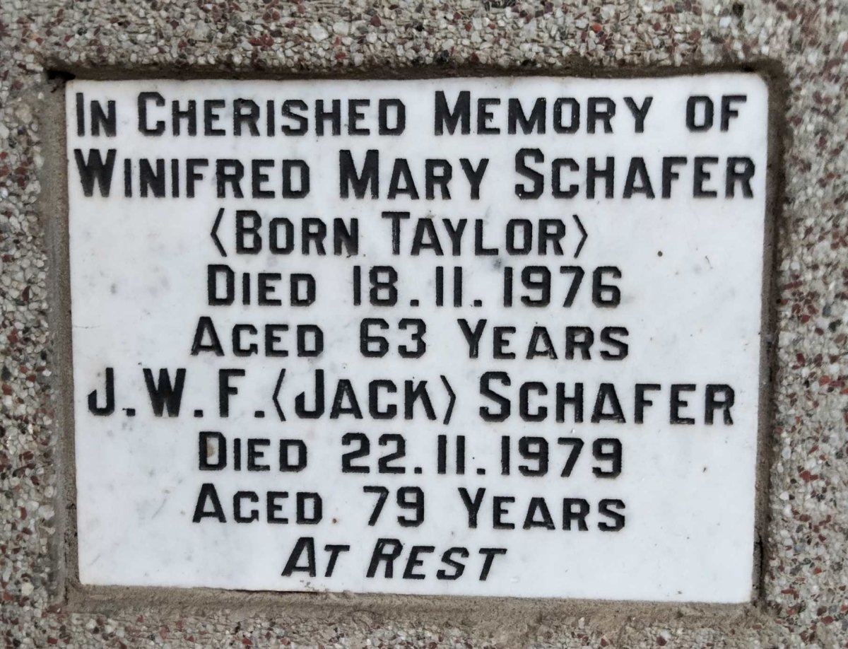 SCHAFER J.W.F. -1979 & Winifred Mary TAYLOR -1976
