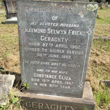 GERAGHTY Raymond Selwyn Friend 1902-1965 & Constance Eliza  -1987 