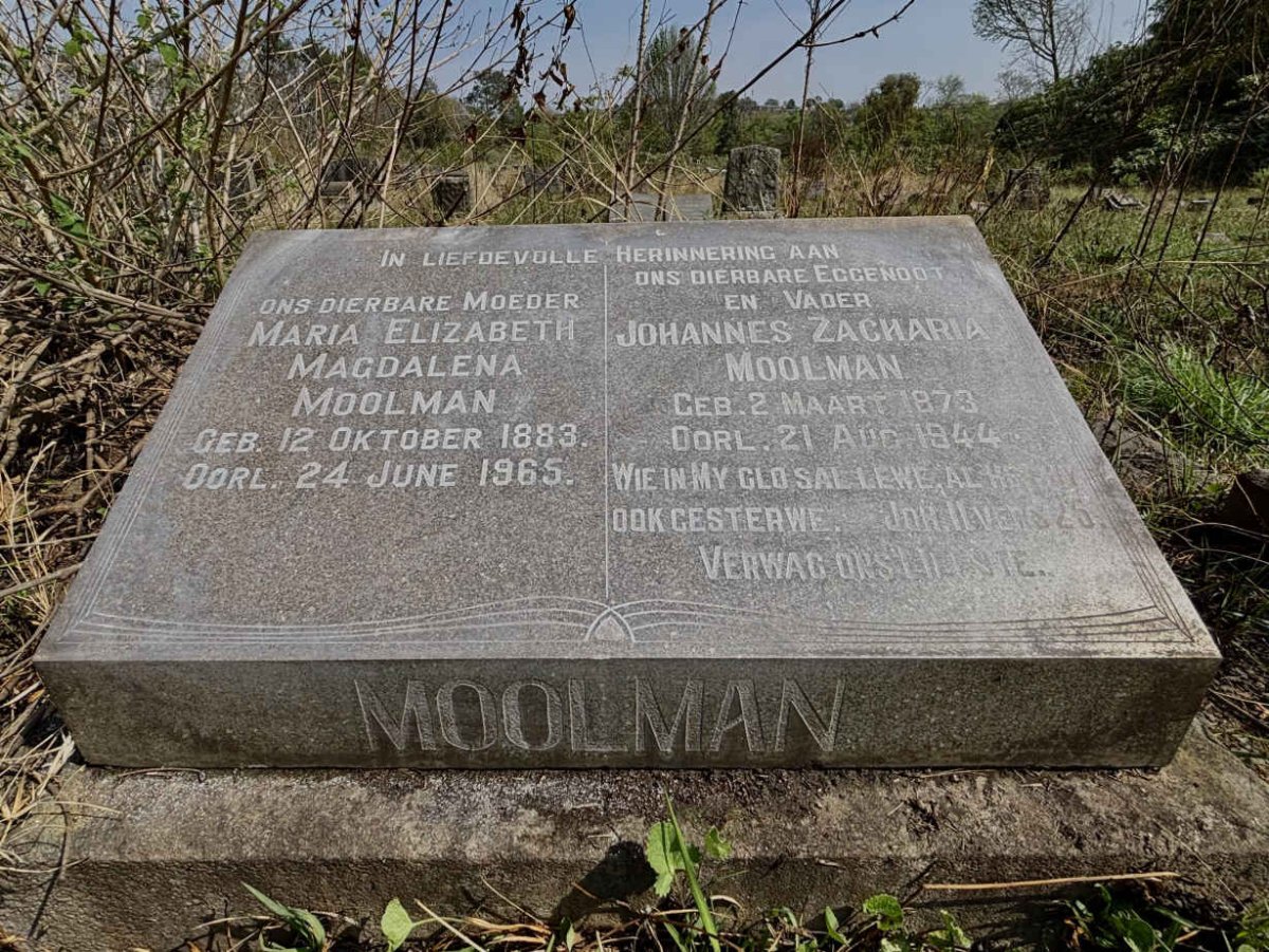 MOOLMAN Johannes Zacharia 1873-1944 & Maria Elizabeth Magdalena 1883-1965