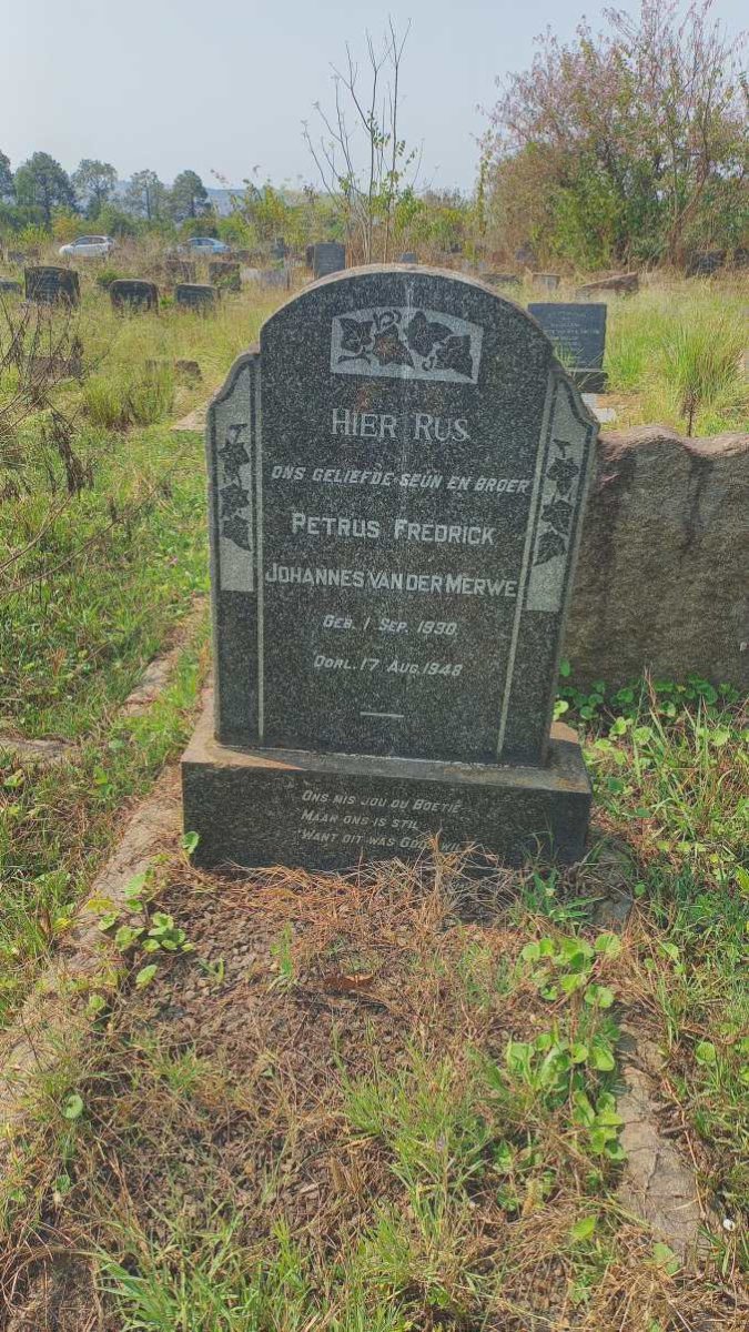 MERWE Petrus Fredrick Johannes, van der 1930-1948
