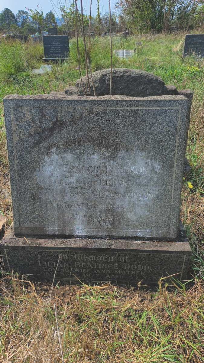 PAULSON John Francis -1949 & Lilian Beatrice DODD -1977