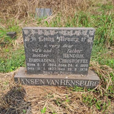 RENSBURG Hendrik Christoffel, Jansen van 1898-1979 & Burnadina 1904-1977