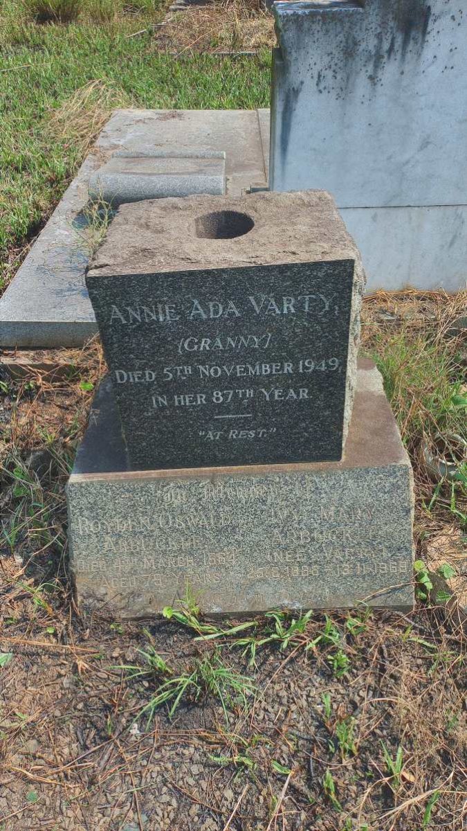 VARTY Annie Ada -1949 :: ARBUCKLE Royden Oswald -1964 & Ivy Mary VARTY -1969