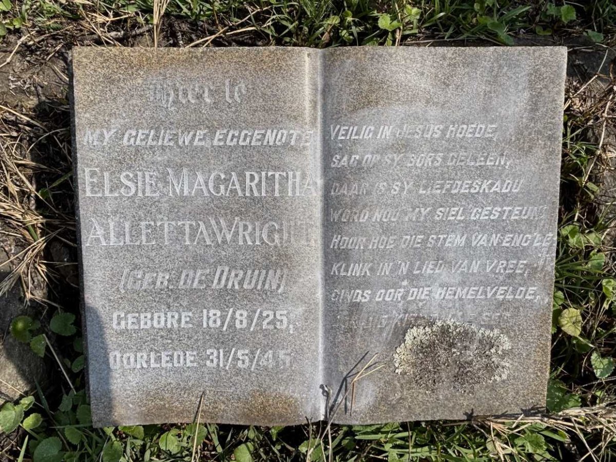 WRIGHT Elsie Magaritha Alletta nee DE DRUIN 1925-1945