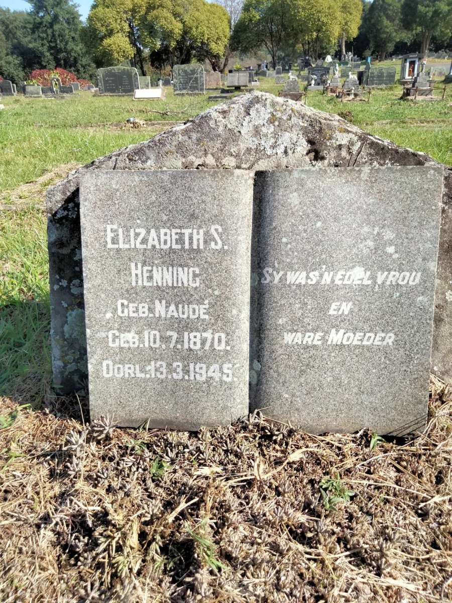 HENNING Elizabeth S. nee NAUDE 1870-1945