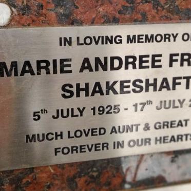 SHAKESHAFT Marie Andree France 1925-2019