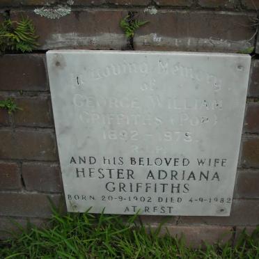GRIFFITHS George William 1892-1975 &amp; Hester Adriana 1902-1982