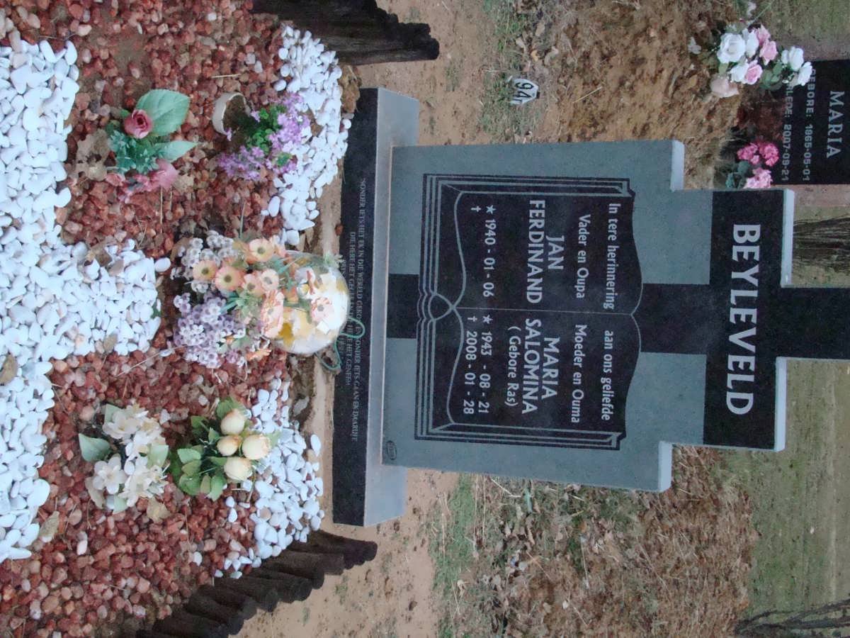 BEYLEVELD Jan Ferdinand 1940- &amp; Maria Salomina RAS 1943-2008