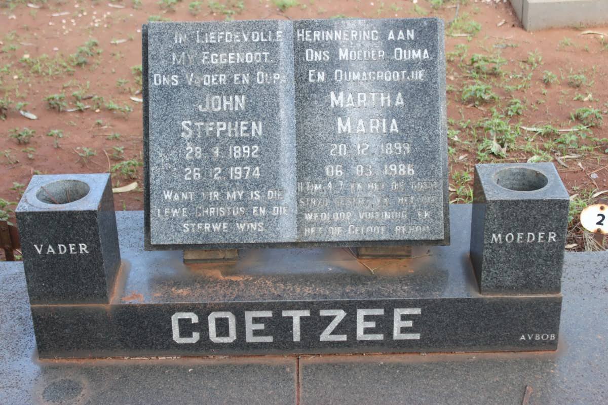 COETZEE John Stephen 1892-1974 &amp; Martha Maria 1899-1986