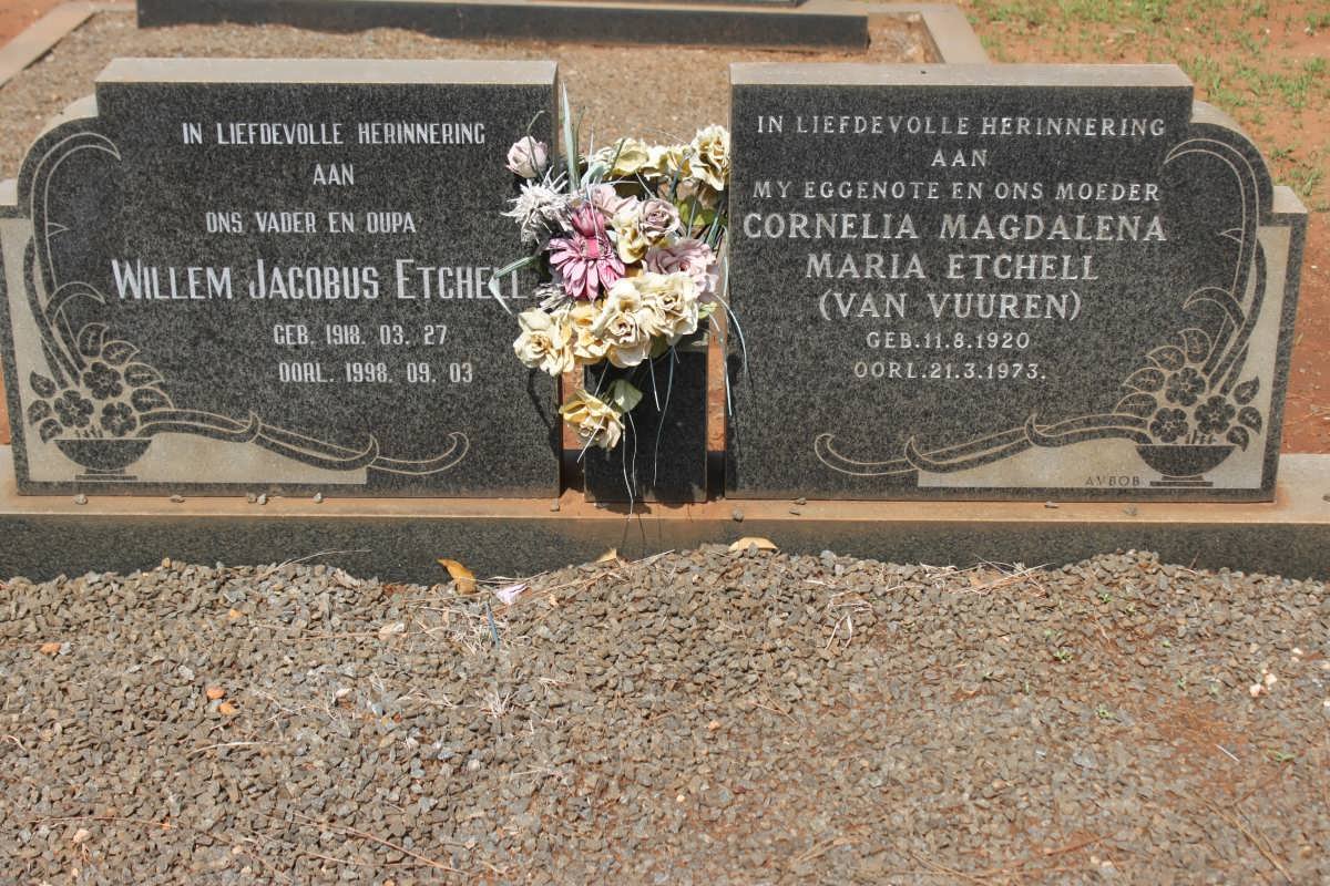 ETCHELL Willem Jacobus 1918-1998 &amp; Cornelia Magdalena Maria VAN VUUREN 1920-1973