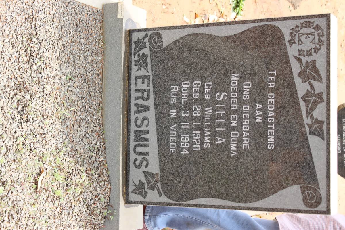 ERASMUS Stella nee WILLIAMS 1920-1994