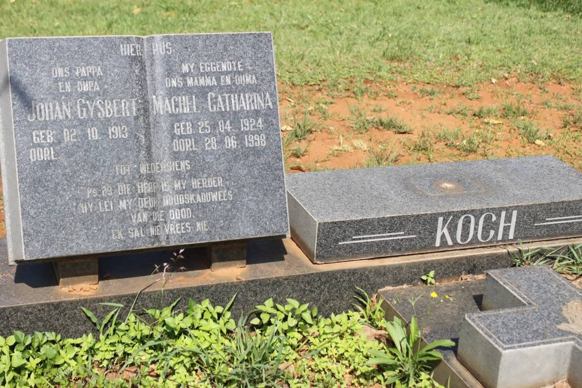 KOCH Johan Gysbert 1913- &amp; Machel Catharina 1924-1998