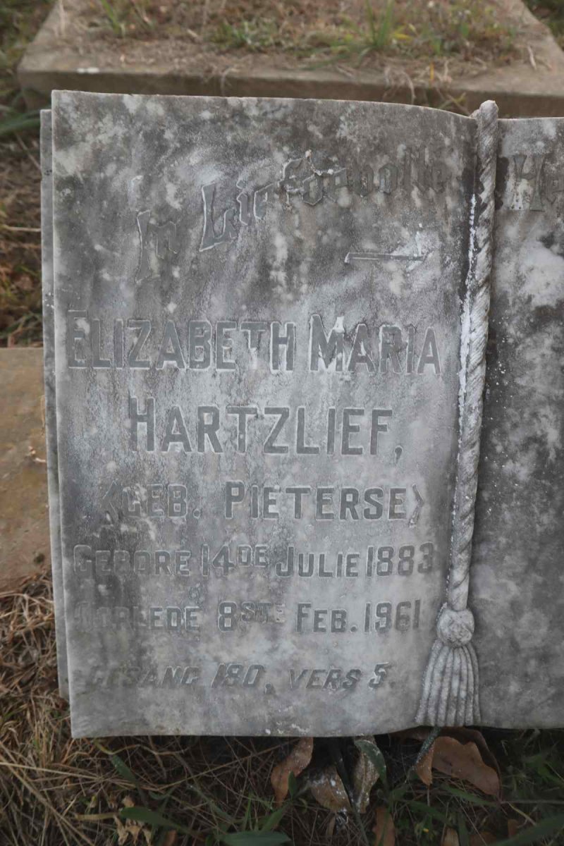 HARTZLIEF Elizabeth Maria nee PIETERSE 1883-1961
