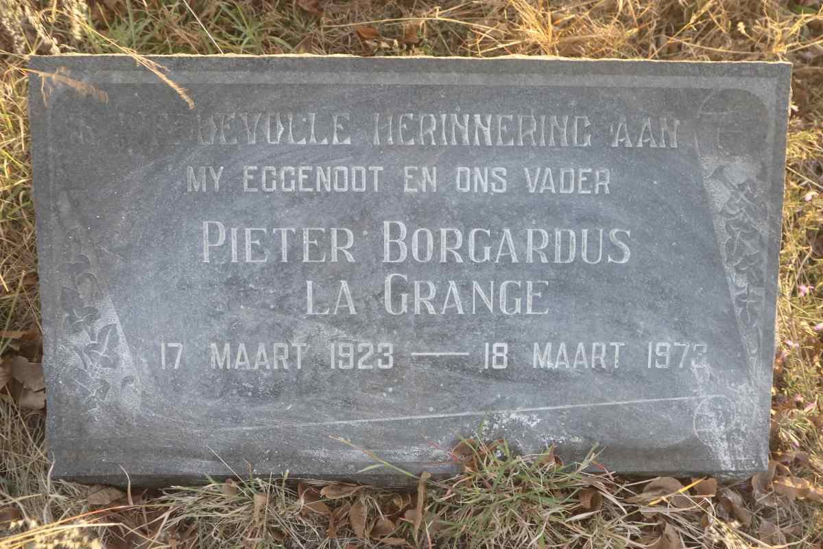 GRANGE Pieter Borgardus, la 1923-1973